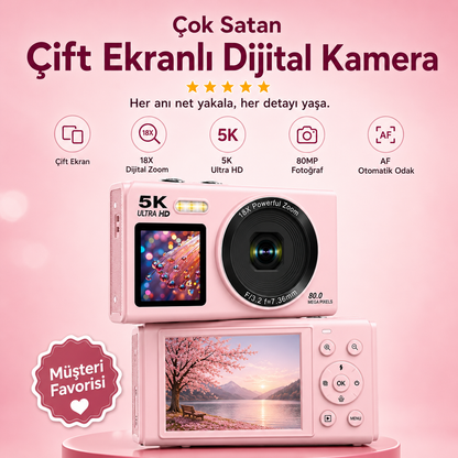 5K Çift Ekranlı Dijital Fotoğraf Makinesi