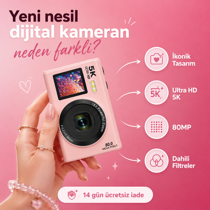 5K Çift Ekranlı Dijital Fotoğraf Makinesi